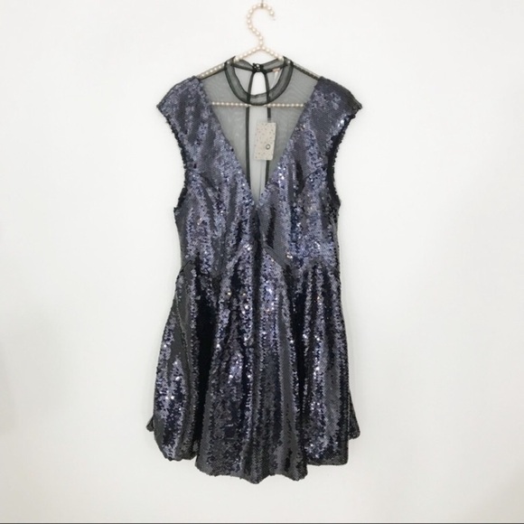 New Free People Sequin Fit And Flare Dress - Picture 4 of 6